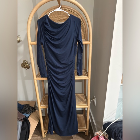 Abercrombie & Fitch Dresses & Skirts - Abercrombie & Fitch Navy Long-Sleeve Draped Maxi Dress